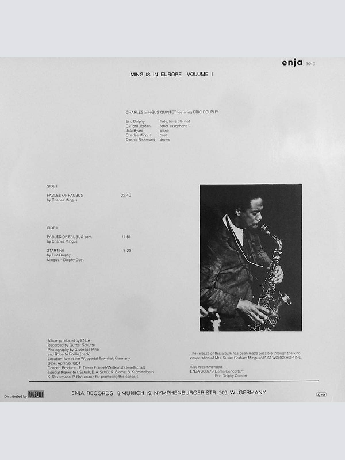 Vinyl / The Charles Mingus Quintet - Mingus In Europe Volume I