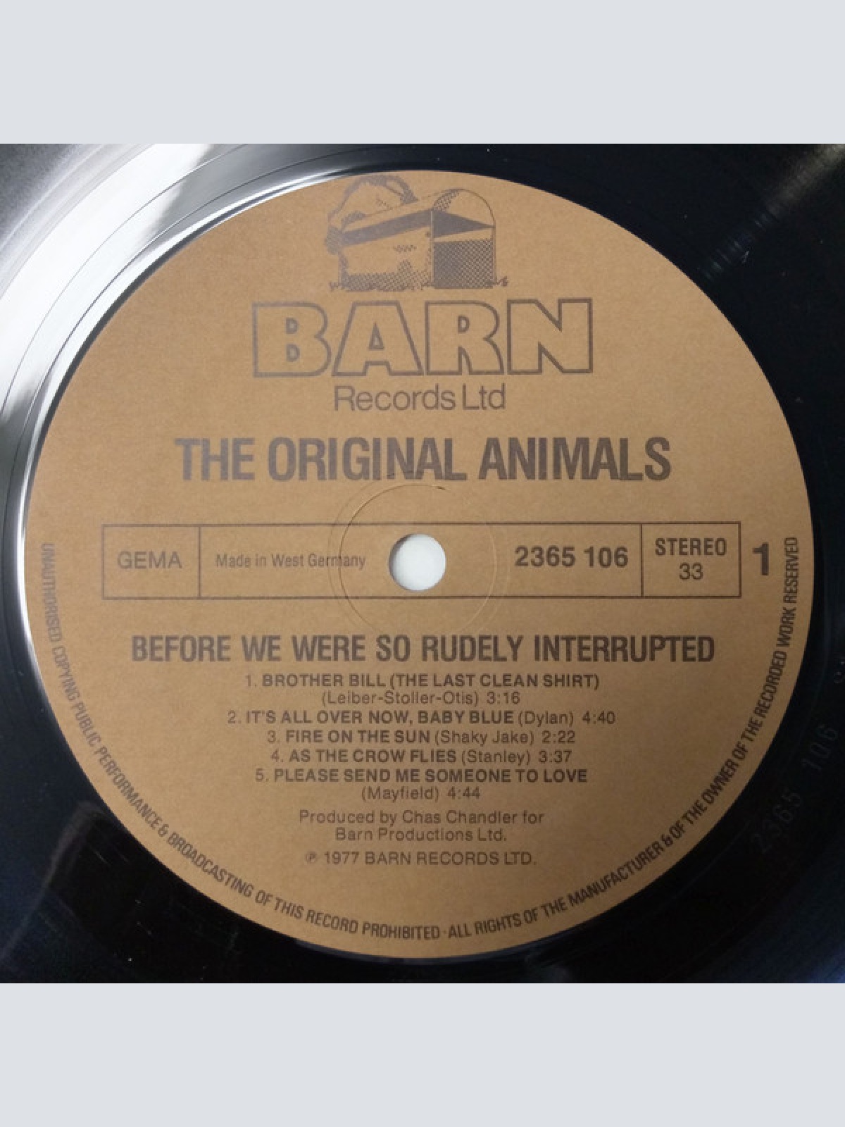 Vinyl / The Original Animals* - Before We Were So Rudely Interrupted