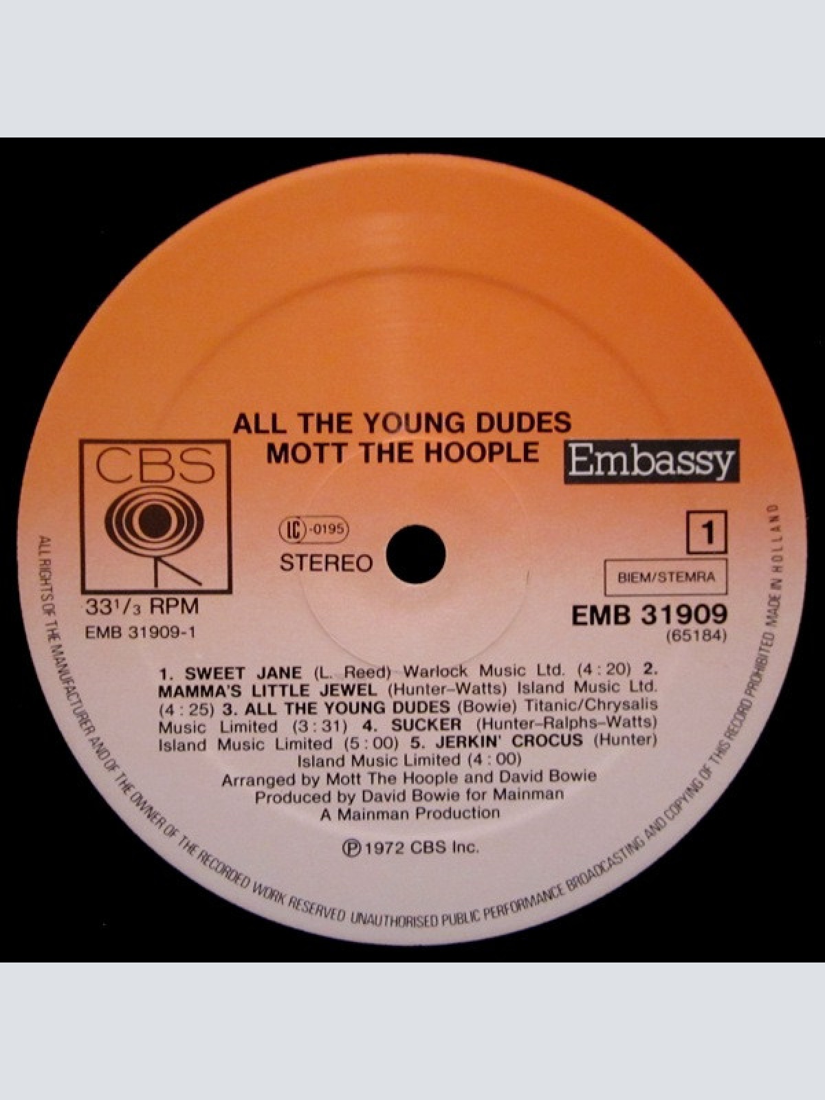 Vinyl / Mott The Hoople - All The Young Dudes