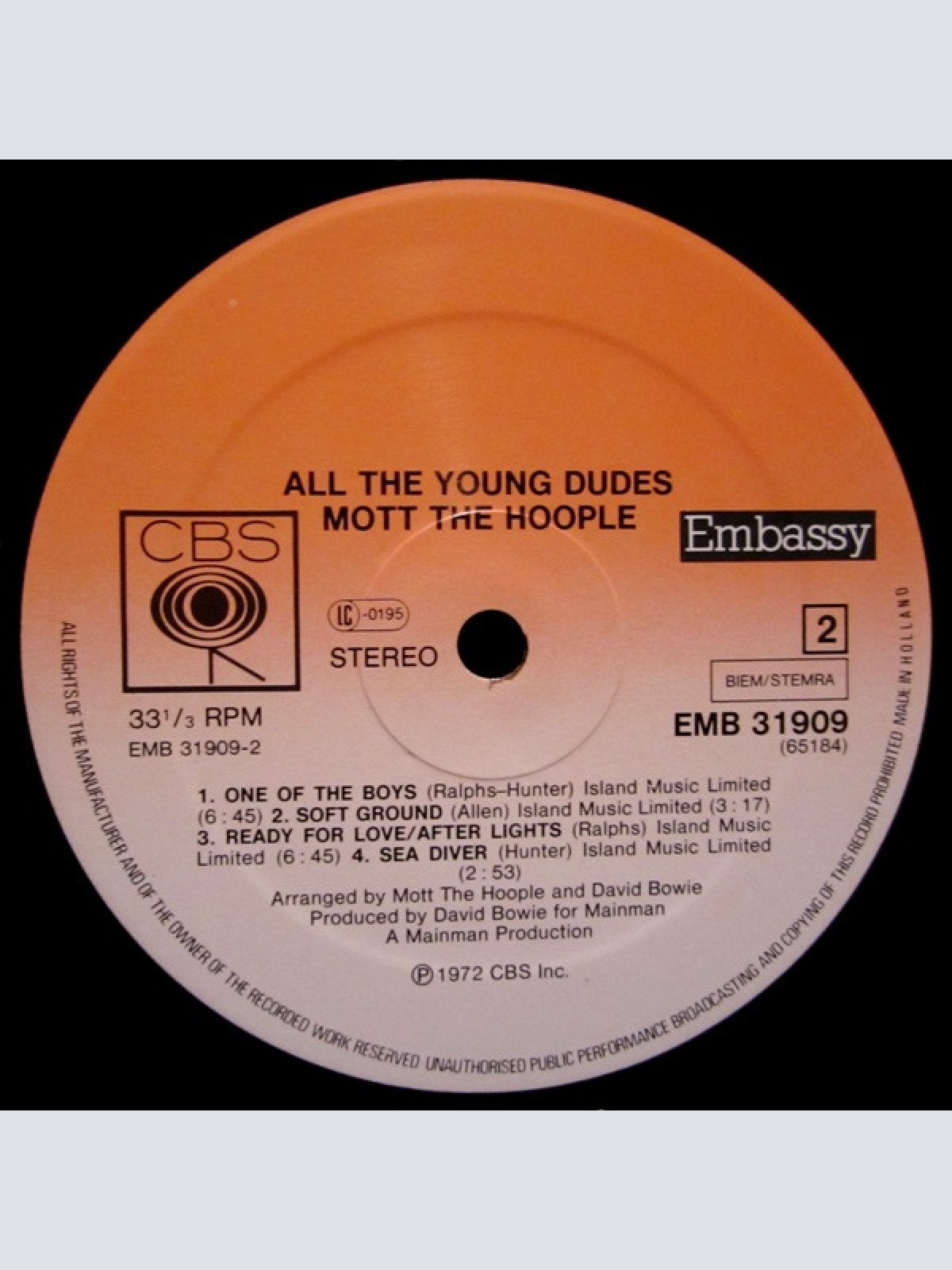 Vinyl / Mott The Hoople - All The Young Dudes