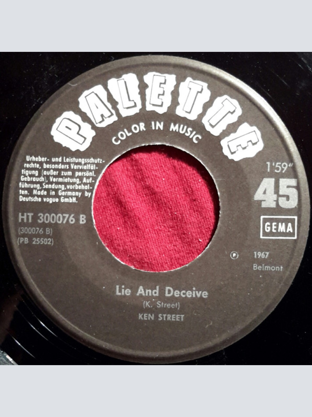 Vinyl / Ken Street - Here Today And Gone Tomorrow / Lie And Deceive