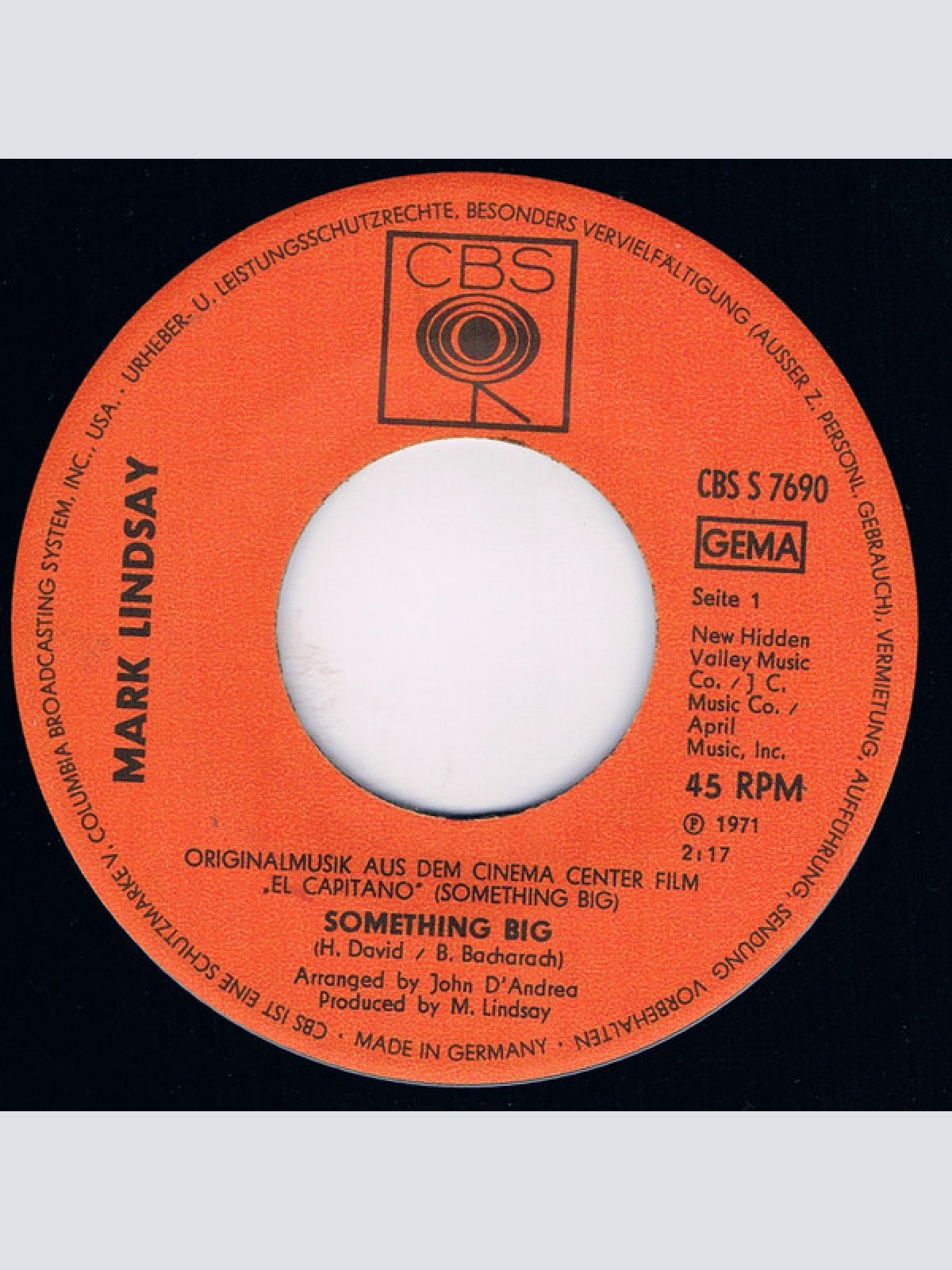 Vinyl / Mark Lindsay - Something Big