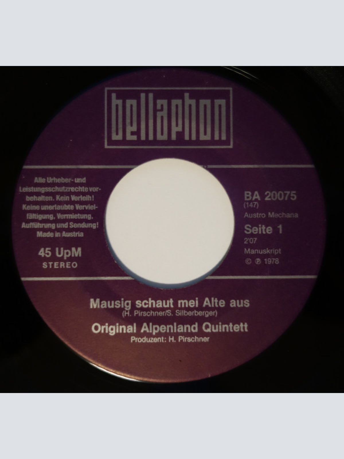 Vinyl / Orig. Alpenland Quintett - Mausig Schaut Mei Alte Aus