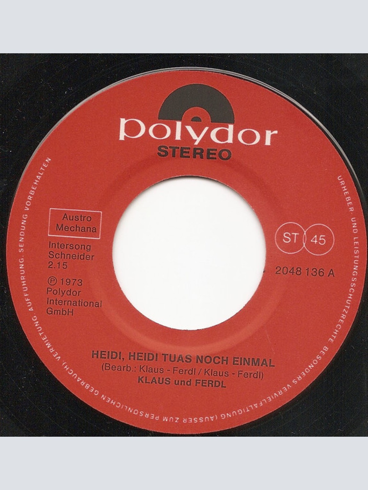 Vinyl / Klaus U. Ferdl* - Heidi, Heidi Tua's No Amal