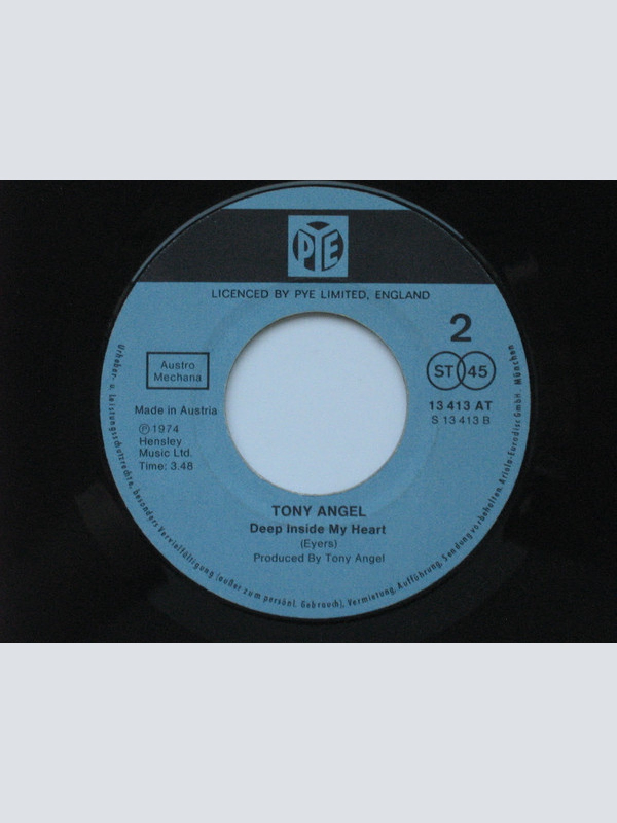 Vinyl / Tony Angel - Love Me Please Love Me / Deep Inside My Heart