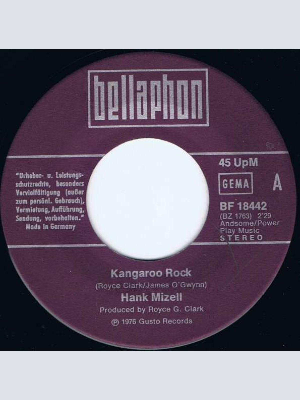 Vinyl / Hank Mizell - Kangaroo Rock