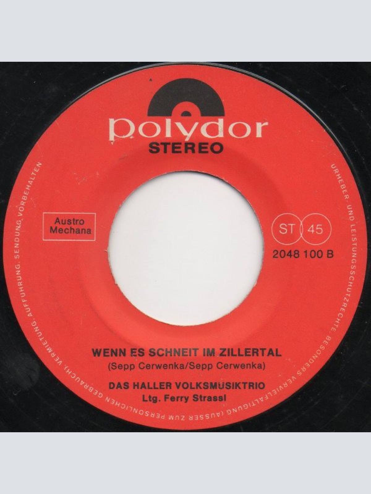 Vinyl / Das Haller Volksmusiktrio - Gerloslied