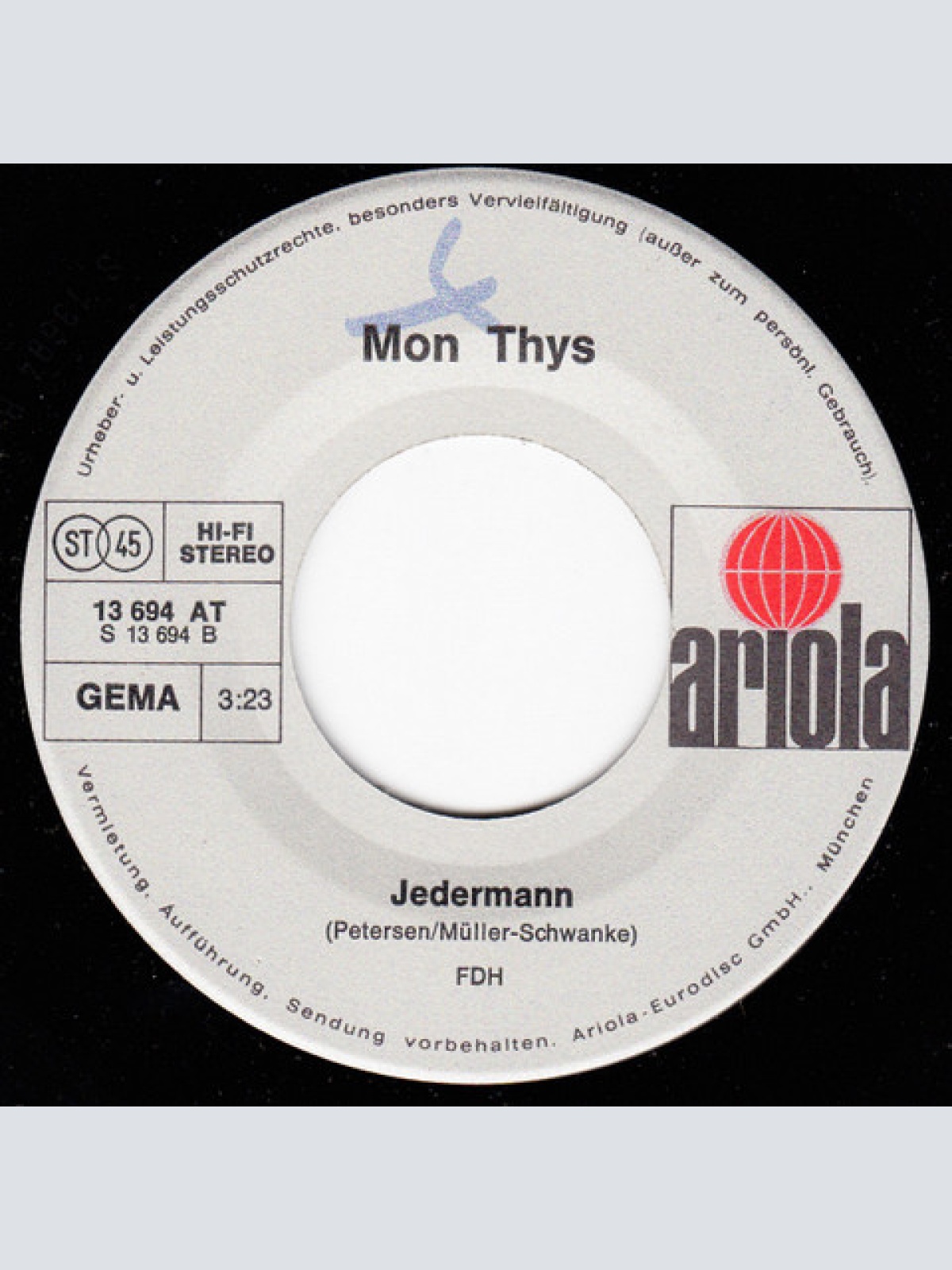 Vinyl / Mon Thys - Allein, Mit Dir Ganz Allein