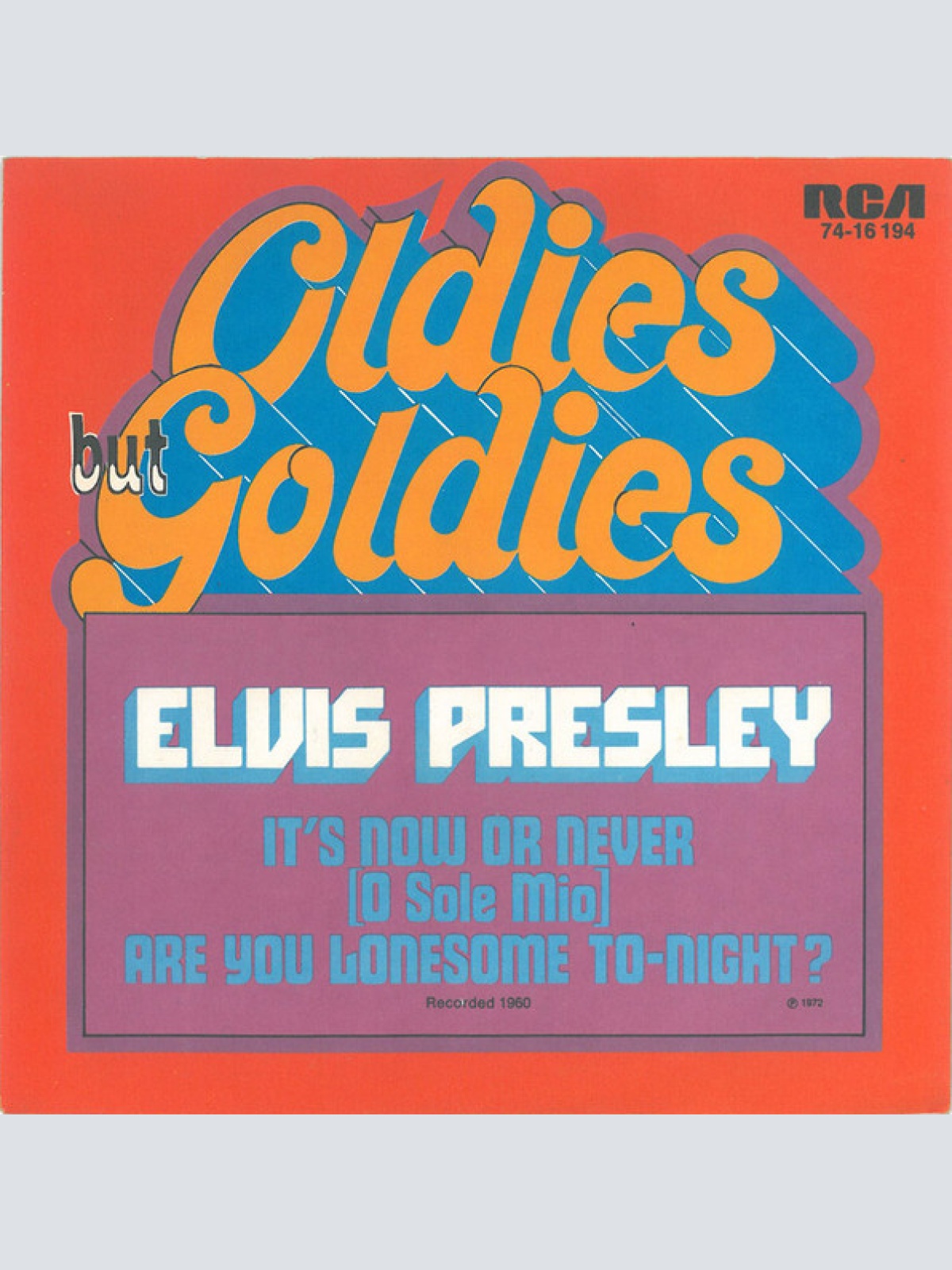 Vinyl / Elvis Presley - It's Now Or Never / Are You Lonesome To-Night