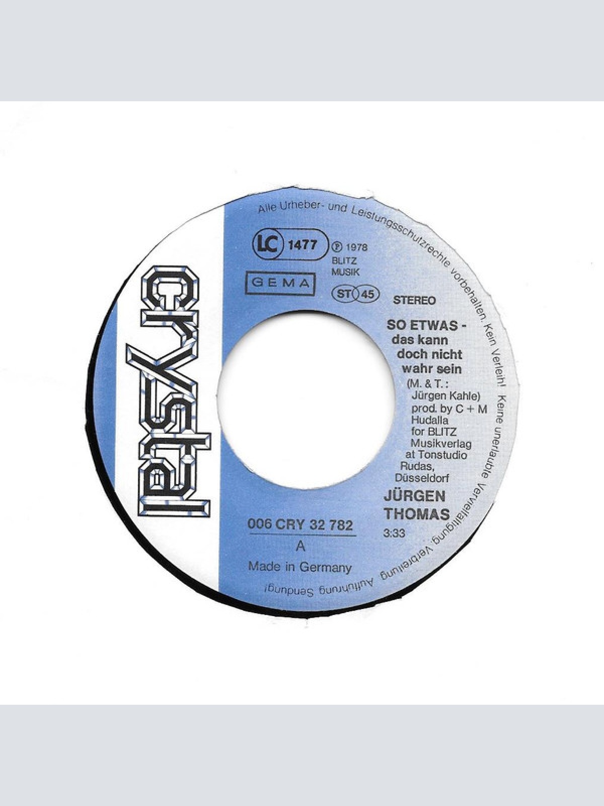 Vinyl / Jürgen Thomas (3) - So Etwas - Das Kann Doch Nicht Wahr Sein