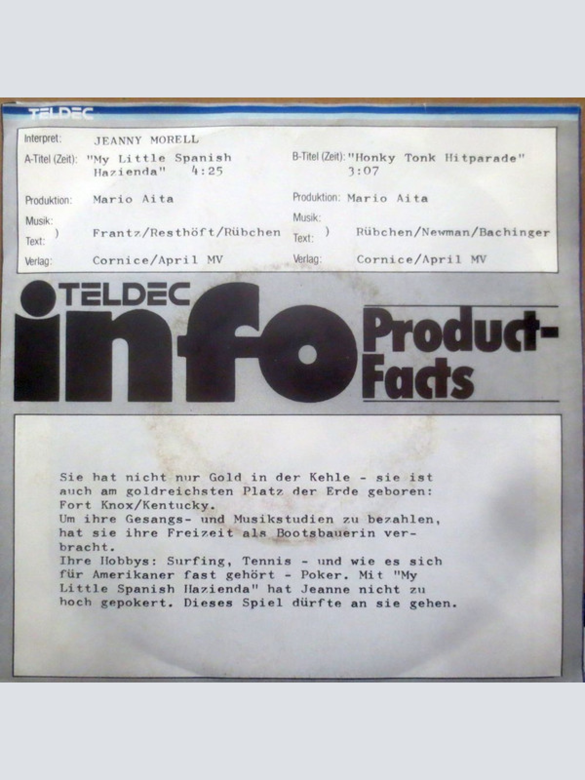 Vinyl / Jeanny Morell - My Little Spanish Hazienda