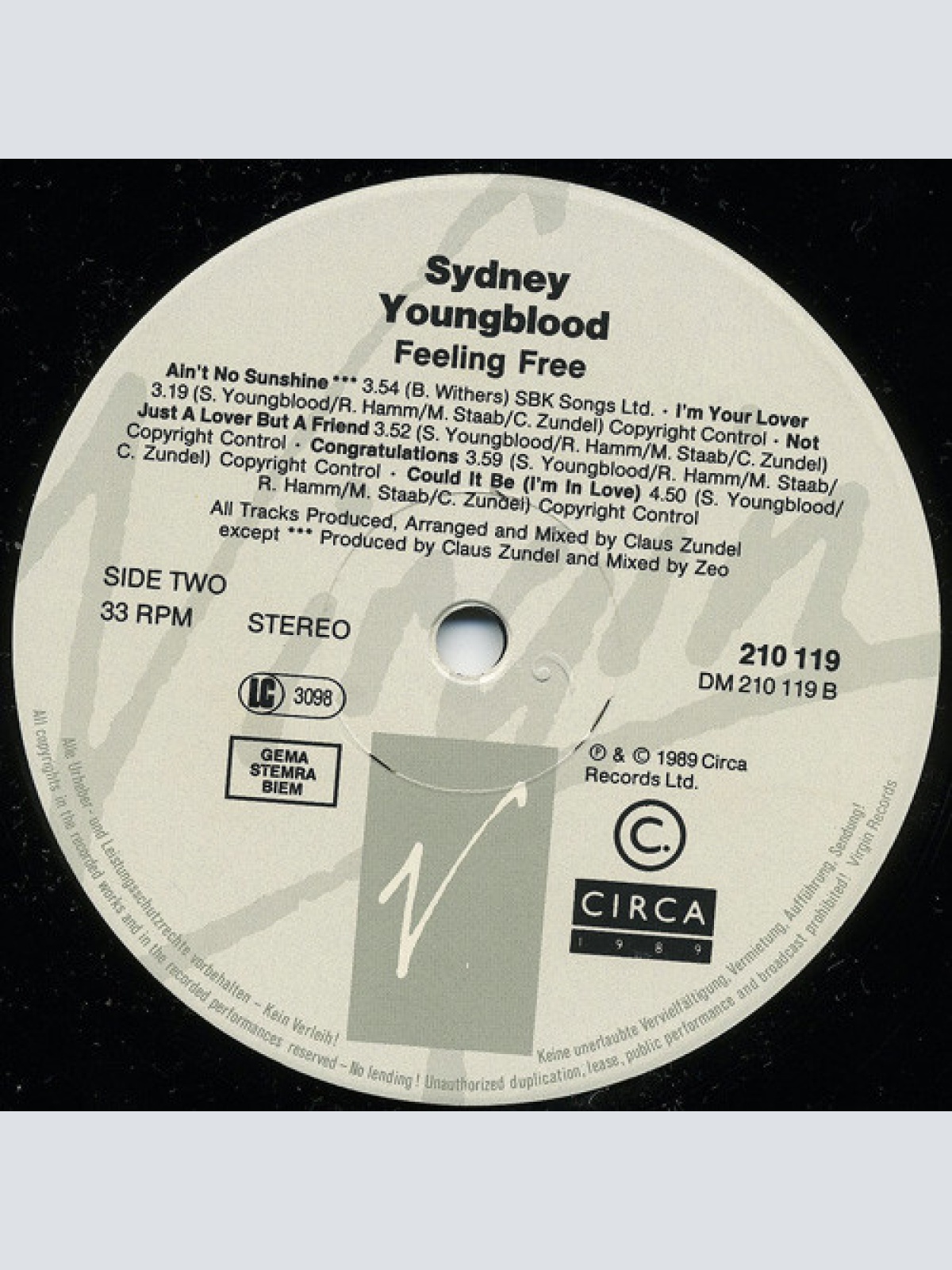 Vinyl / Sydney Youngblood - Feeling Free