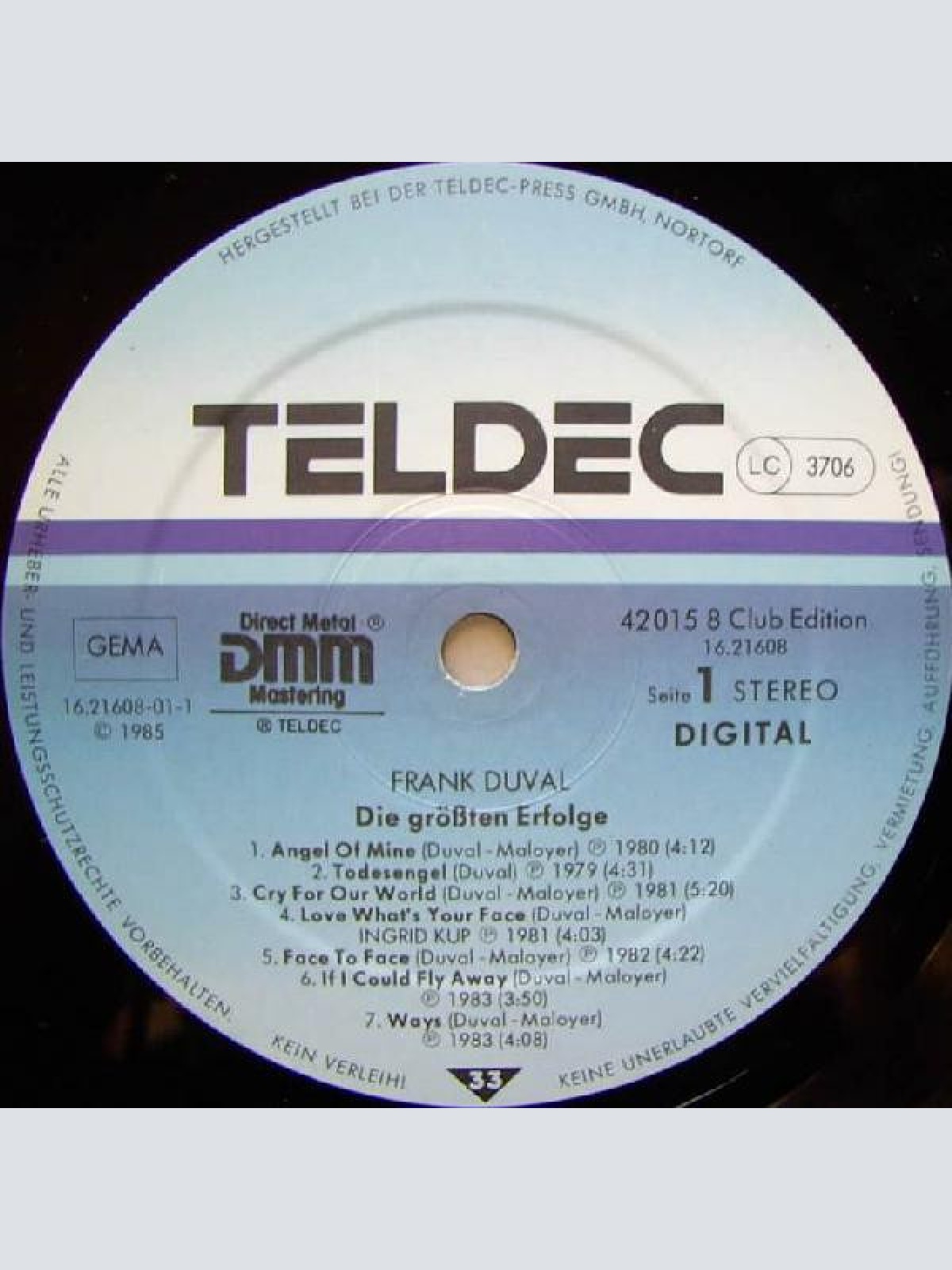 Vinyl / Frank Duval - Die Grössten Erfolge