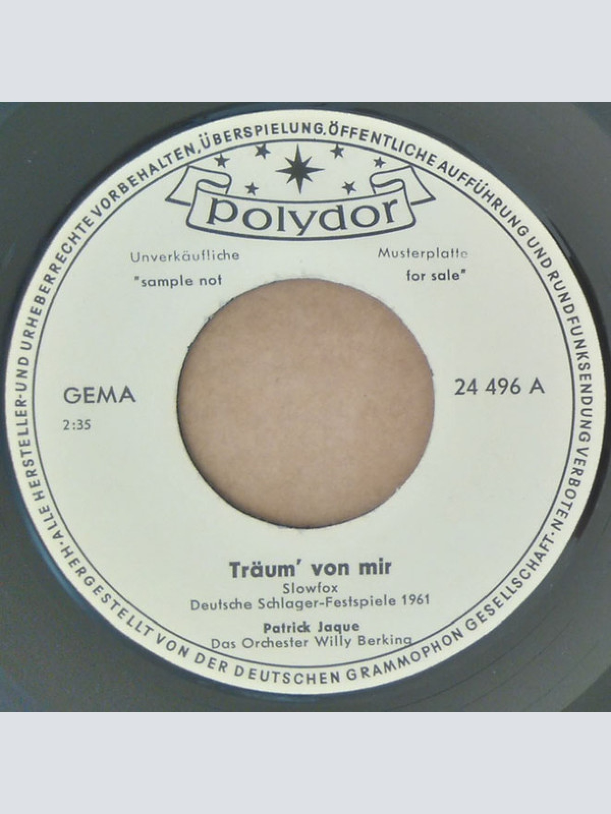 Vinyl / Patrick Jaque - Träum' Von Mir