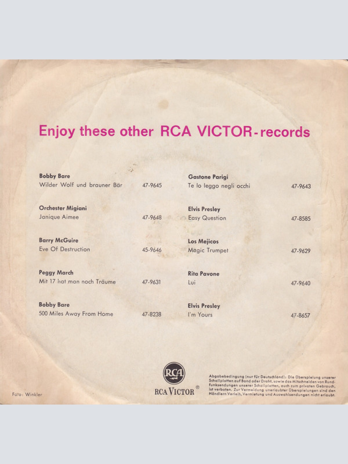 Vinyl / Peggy March - Die Schönen Stunden Gehen Schnell Vorbei