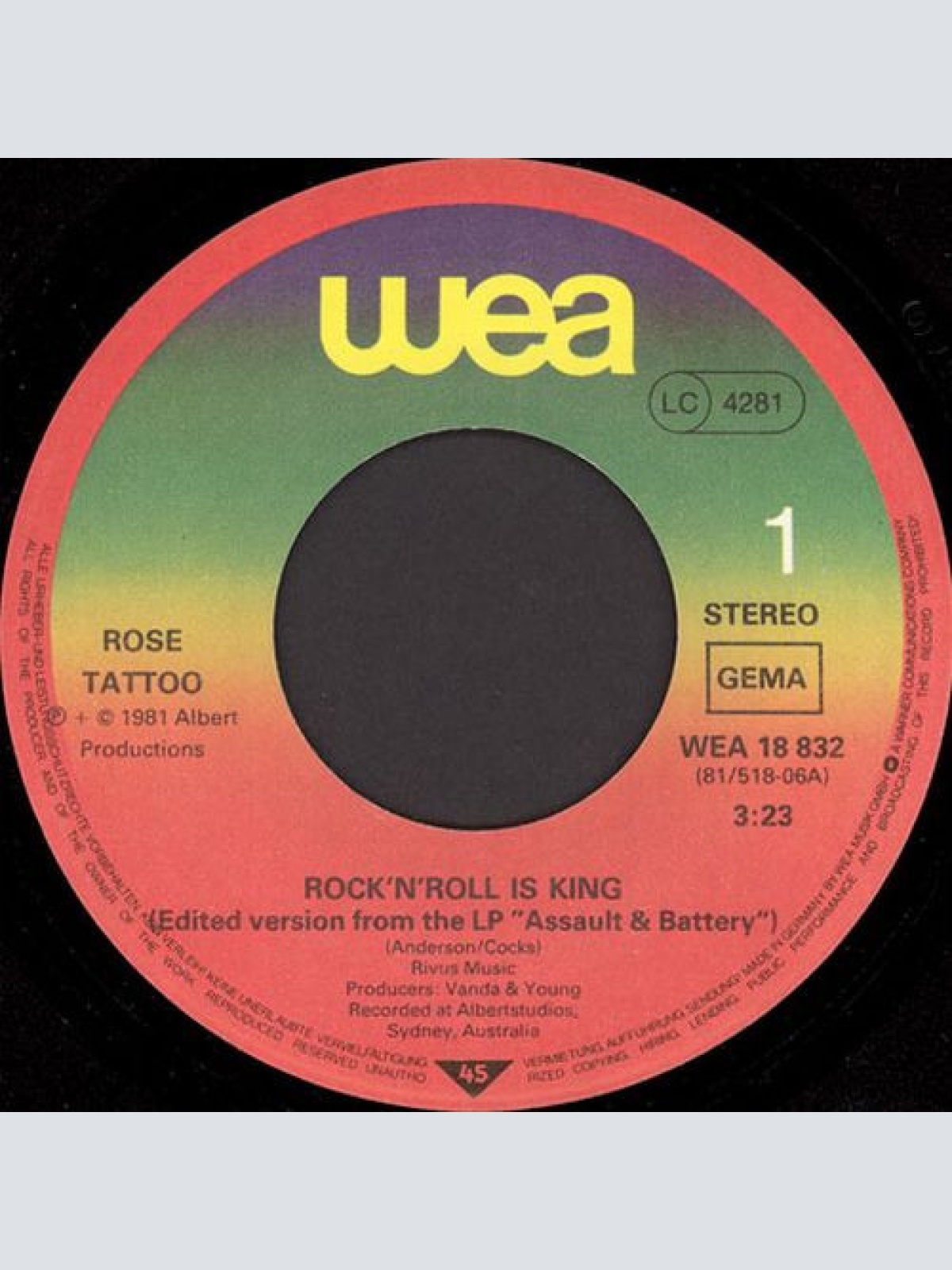 Vinyl / Rose Tattoo - Rock 'N' Roll Is King