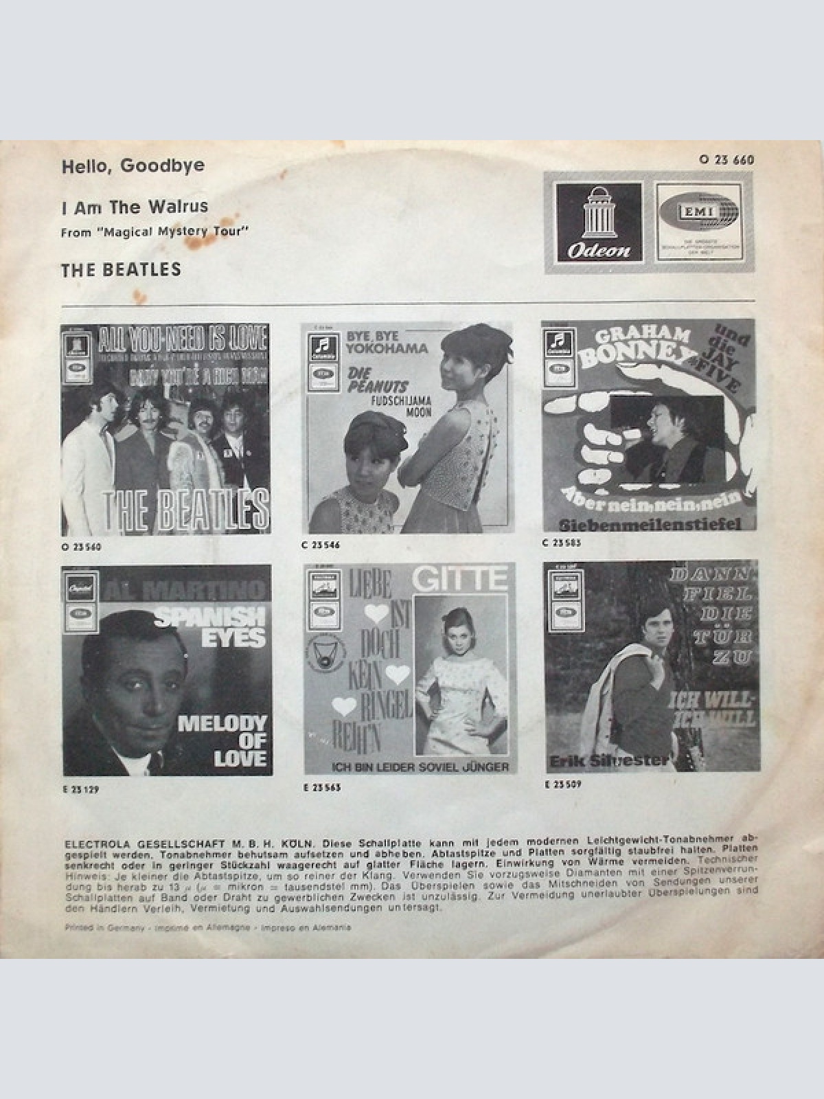 Vinyl / The Beatles - Hello, Goodbye / I Am The Walrus