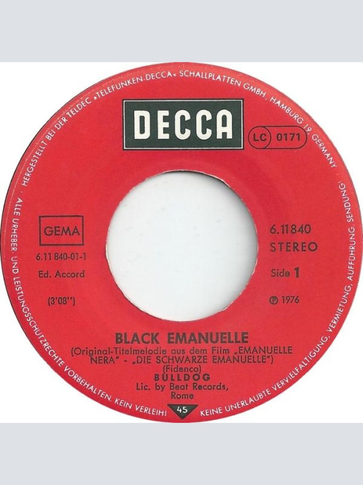 Vinyl / Bulldog (6) - Black Emanuelle (Original-Titelmelodie Aus Dem Film ”Emanuelle Nera” - Die Schwarze Emanuelle!)