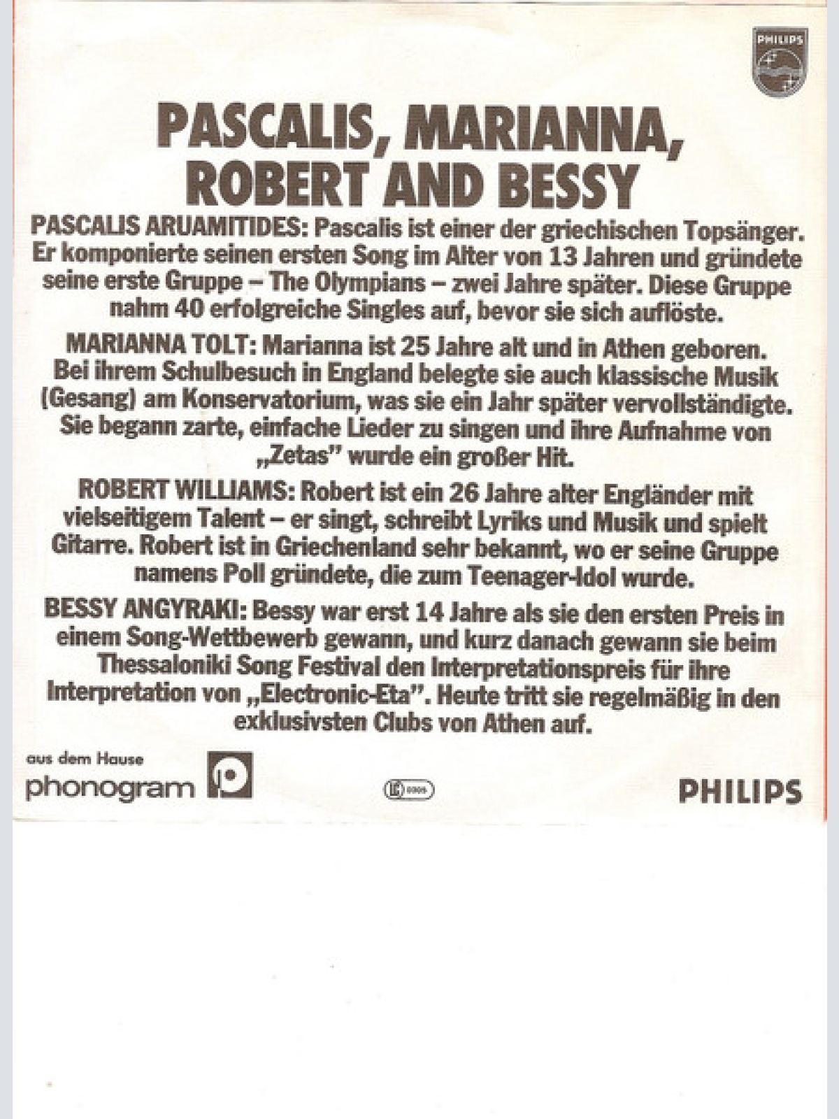 Vinyl / Pascalis*, Marianna*, Robert* And Bessy* - Mathema Solfege