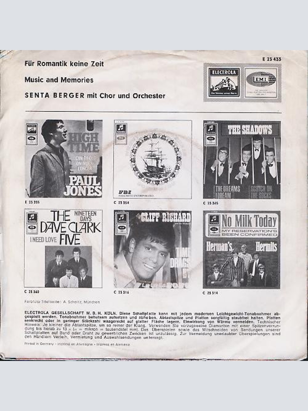 Vinyl / Senta Berger - Für Romantik Keine Zeit / Music And Memories