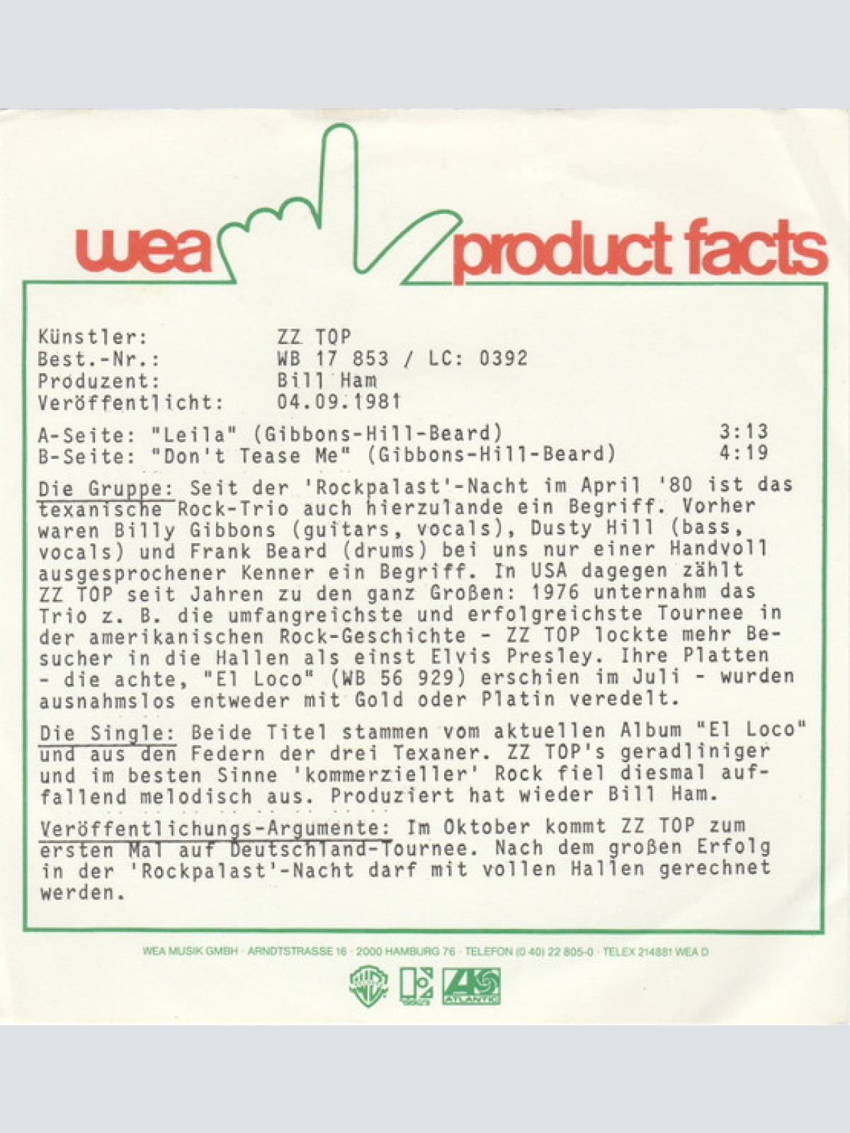 Vinyl / ZZ Top - Leila