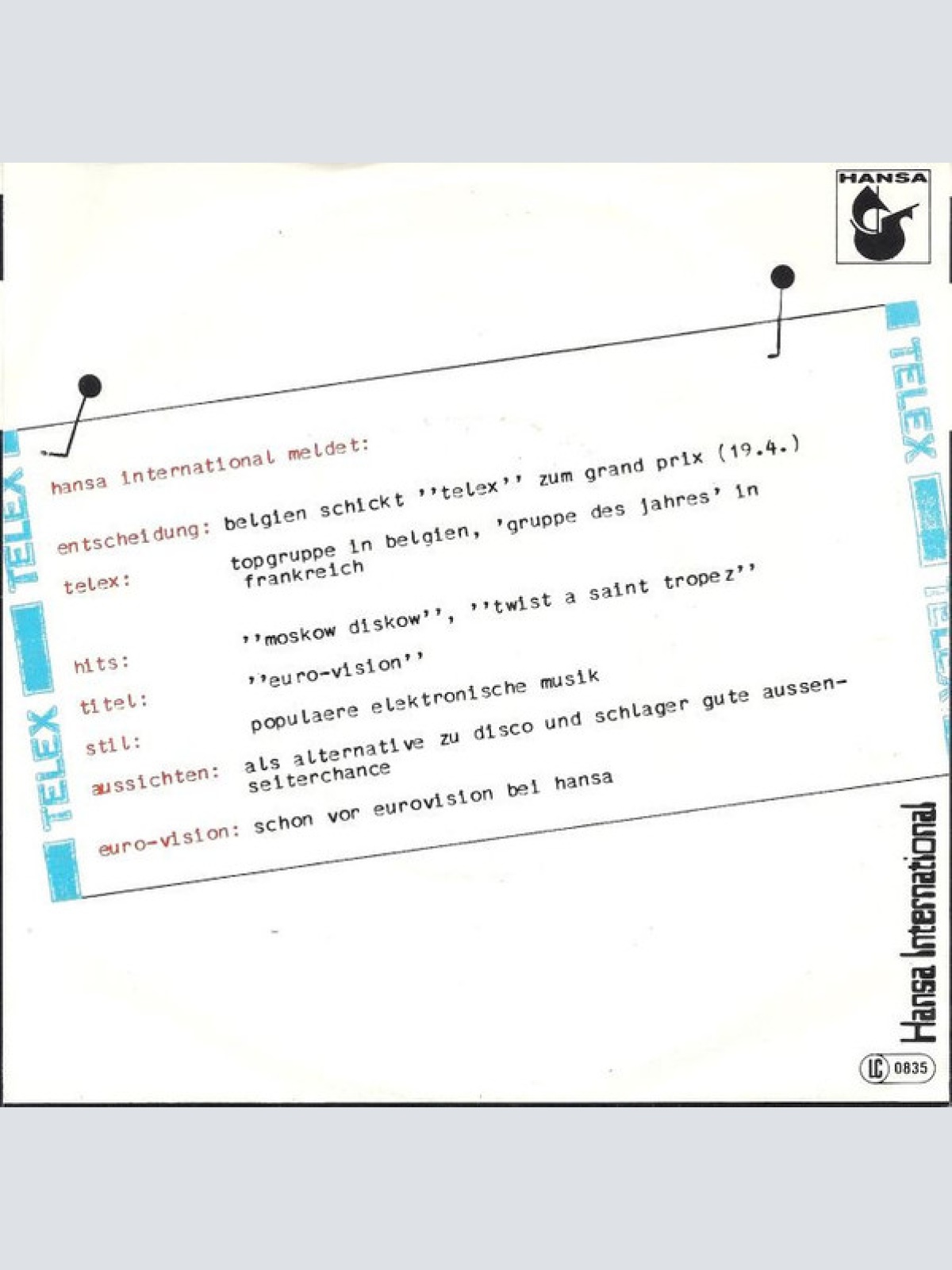 Vinyl / Telex - Euro-Vision