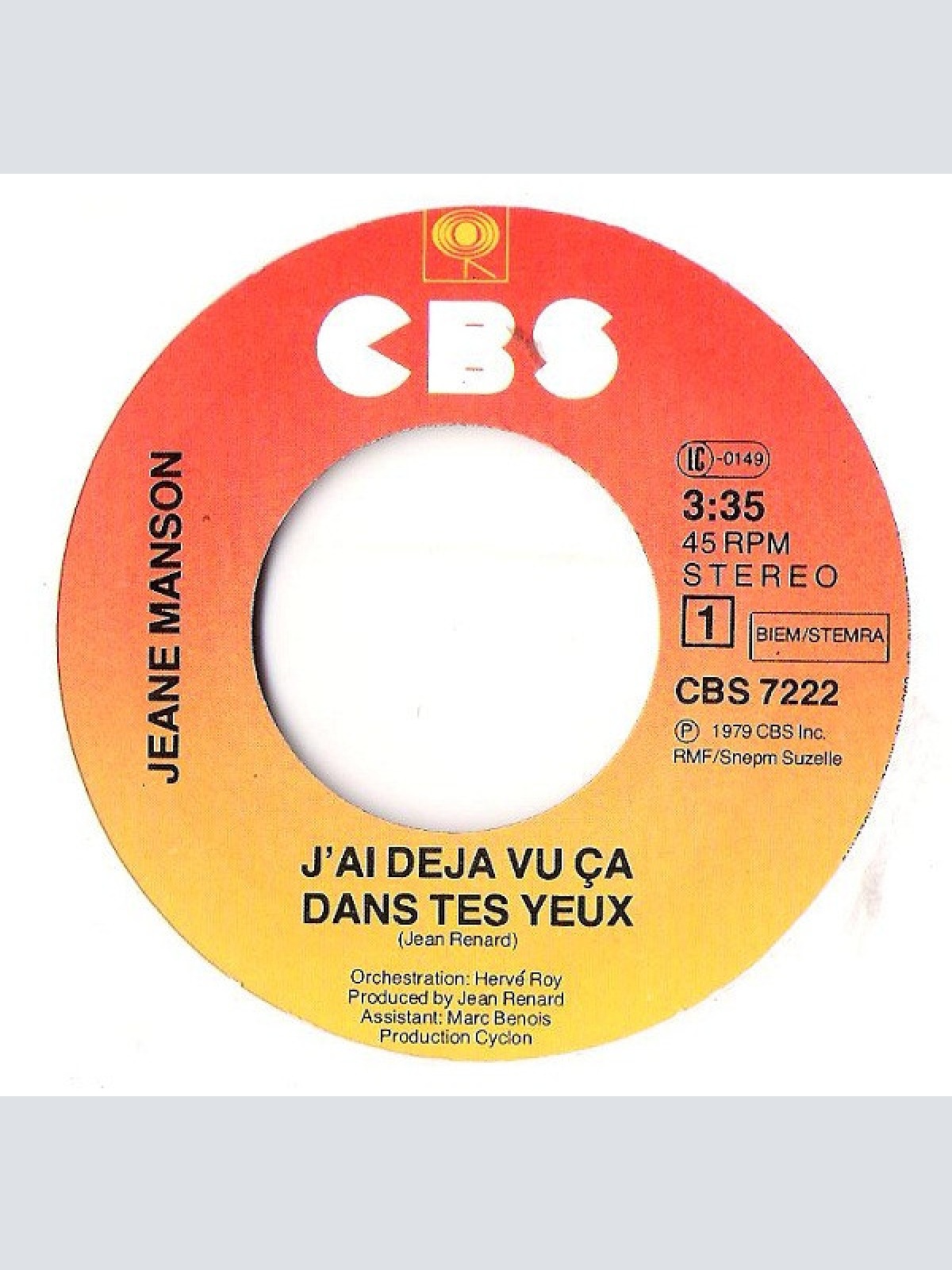 Vinyl / Jeane Manson - J'ai Déjà Vu Ça Dans Tes Yeux