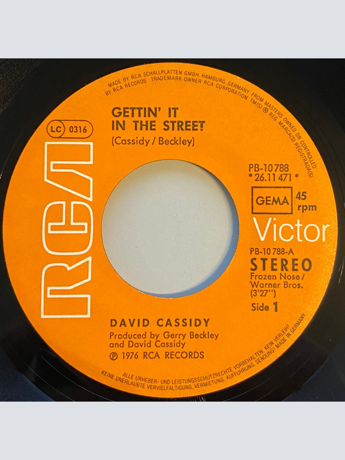 Vinyl / David Cassidy - Gettin' It In The Street