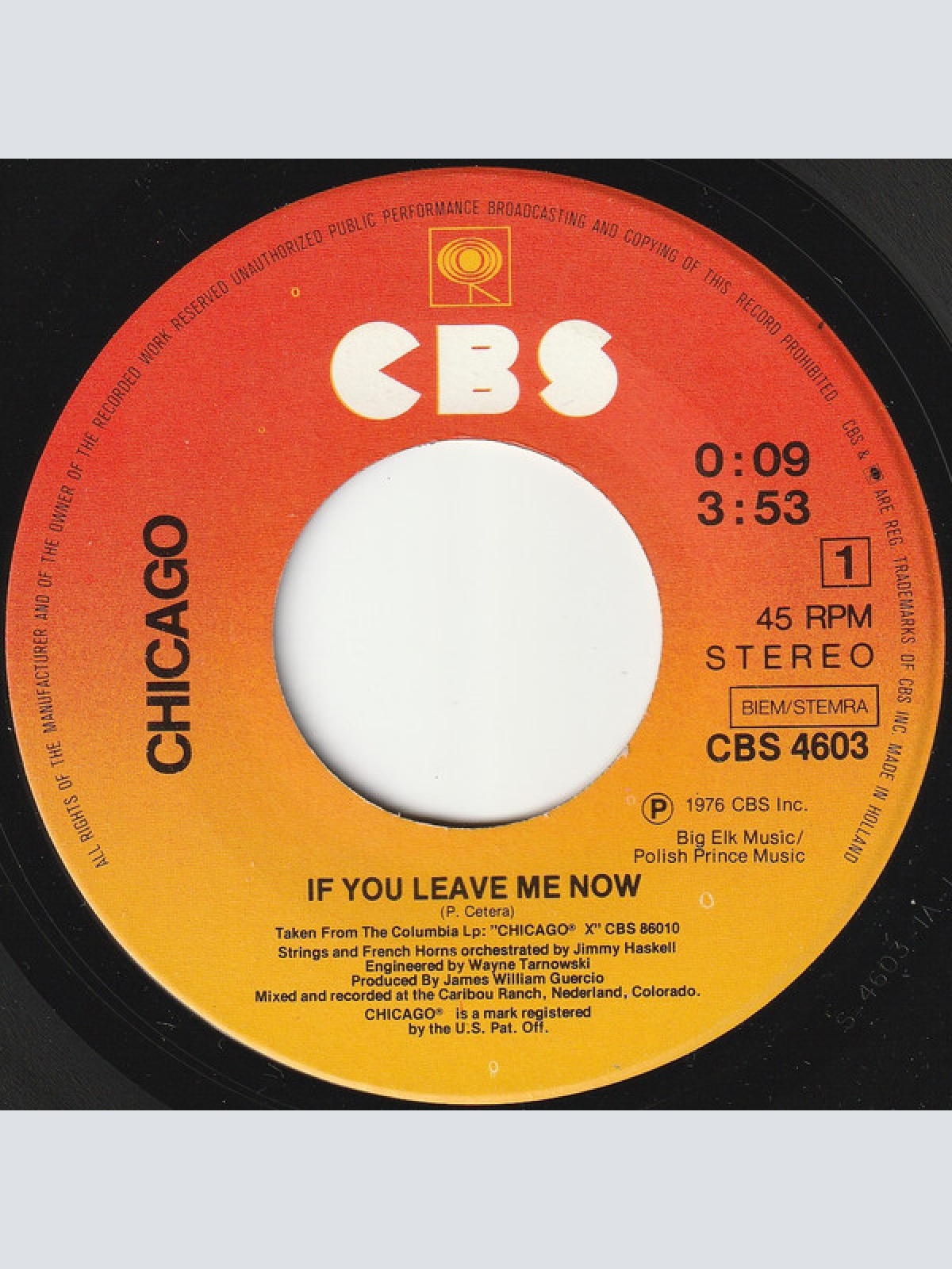 Vinyl / Chicago (2) - If You Leave Me Now