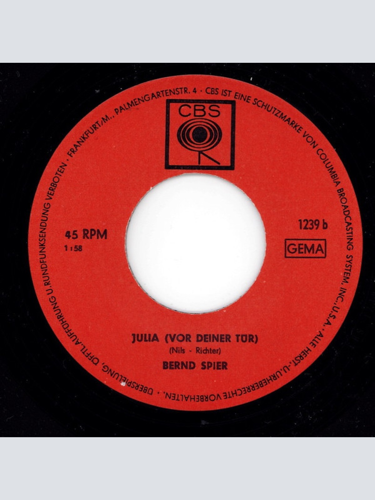 Vinyl / Bernd Spier - Das Kannst Du Mir Nicht Verbieten / Julia (Vor Deiner Tür)