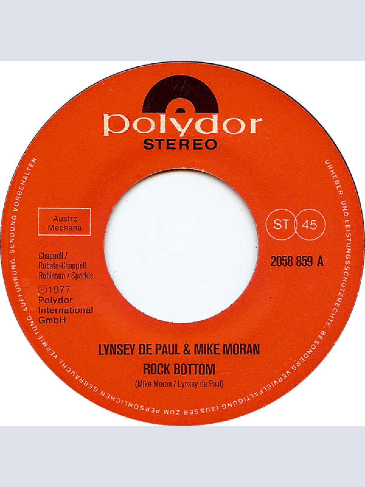 Vinyl / Lynsey De Paul & Mike Moran - Rock Bottom