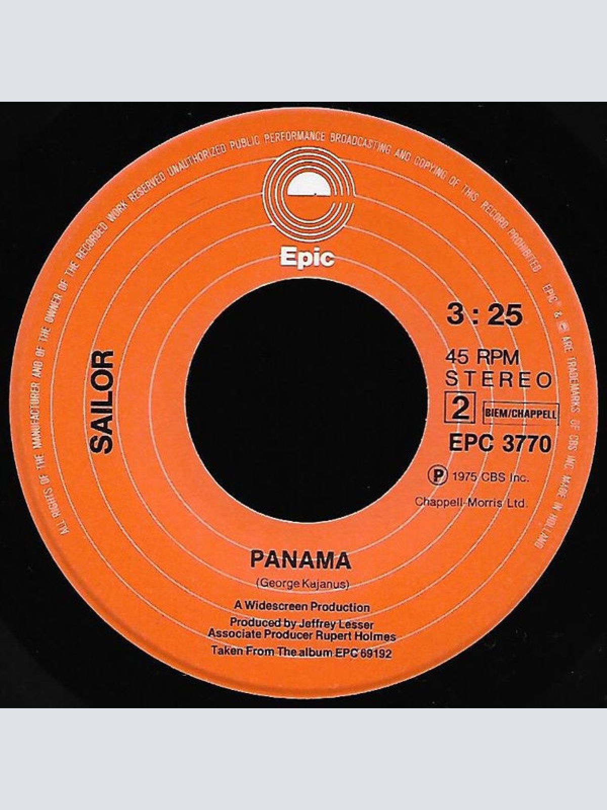 Vinyl / Sailor - A Glass Of Champagne / Panama