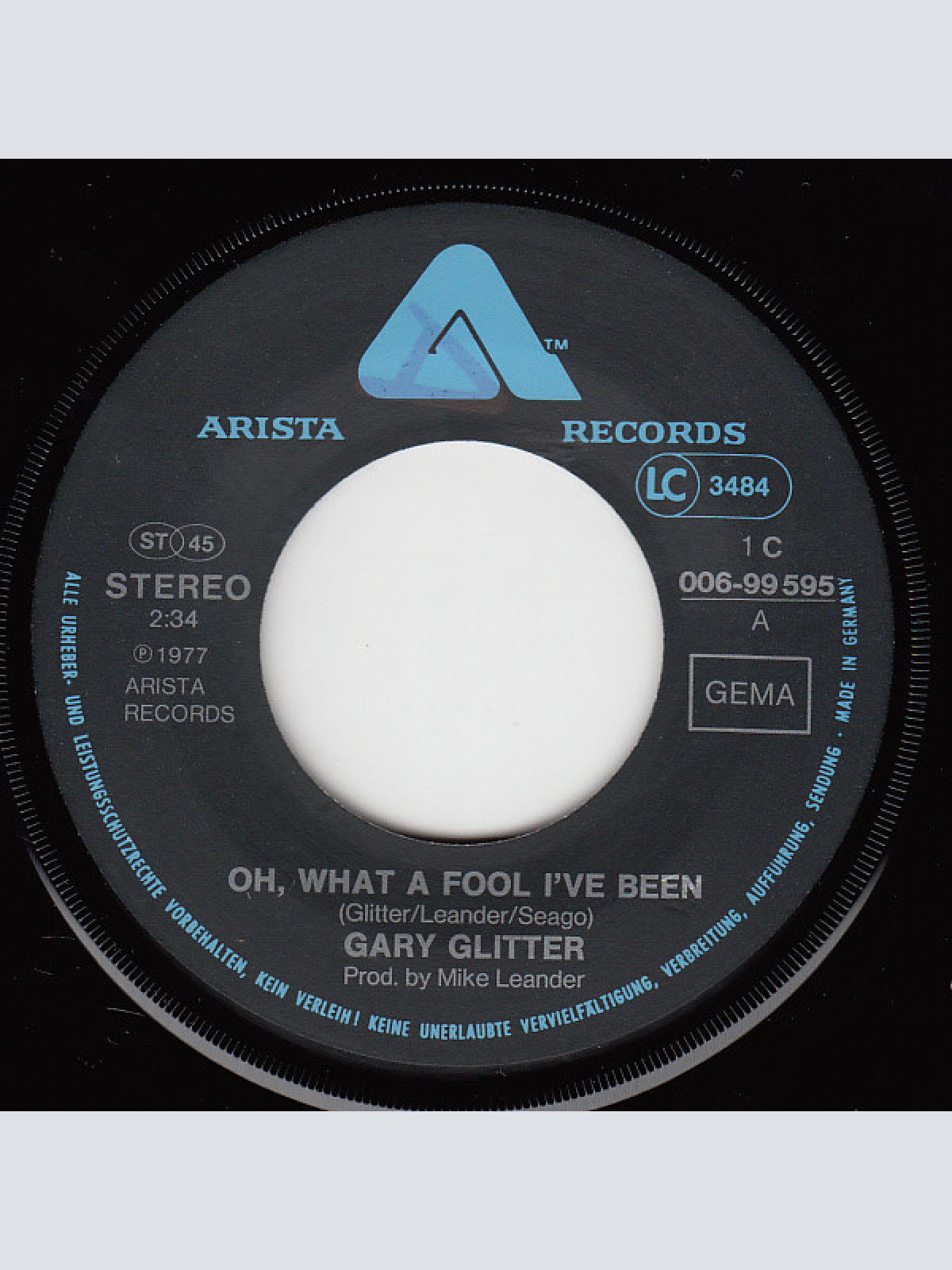 Vinyl / Gary Glitter - Oh, What A Fool I've Been