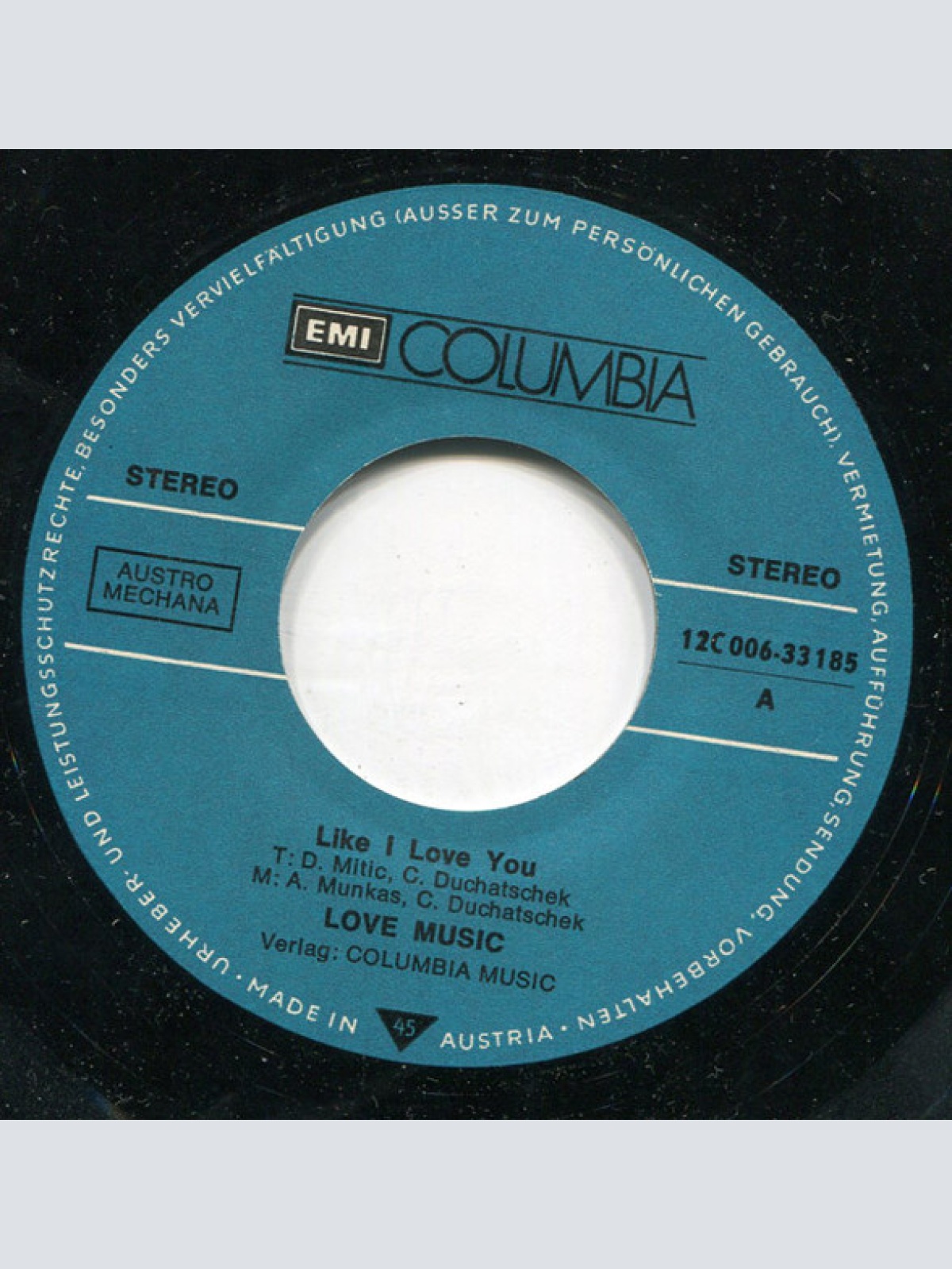 Vinyl / Love Music - Like I Love You / Lonely Man