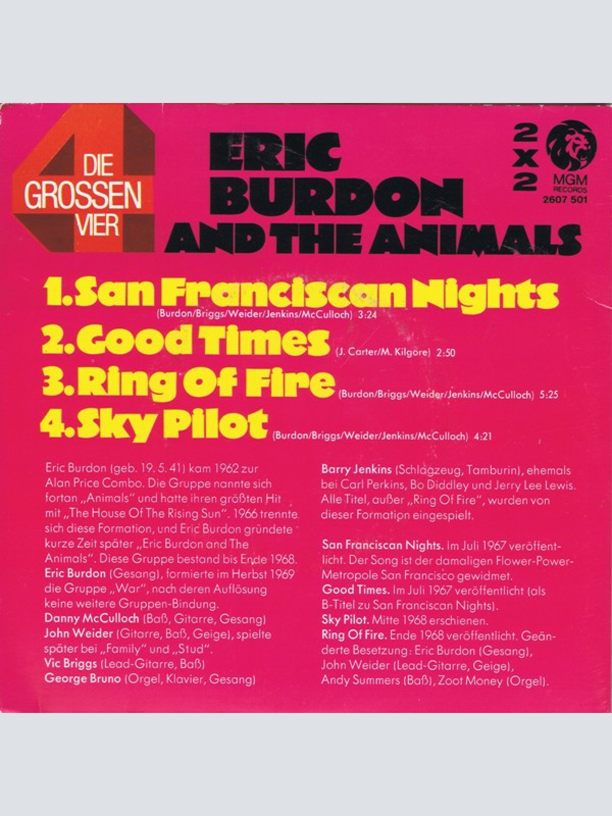 Vinyl / Eric Burdon And The Animals* - Die Grossen Vier Von Eric Burdon And The Animals