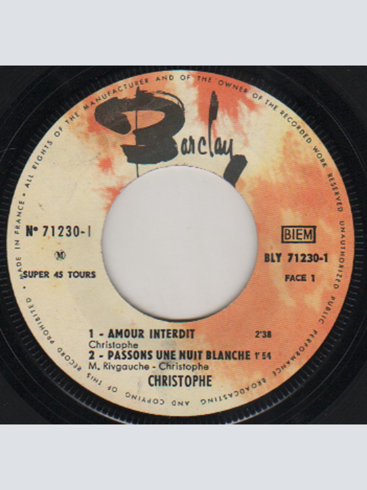 Vinyl / Christophe - Amour Interdit