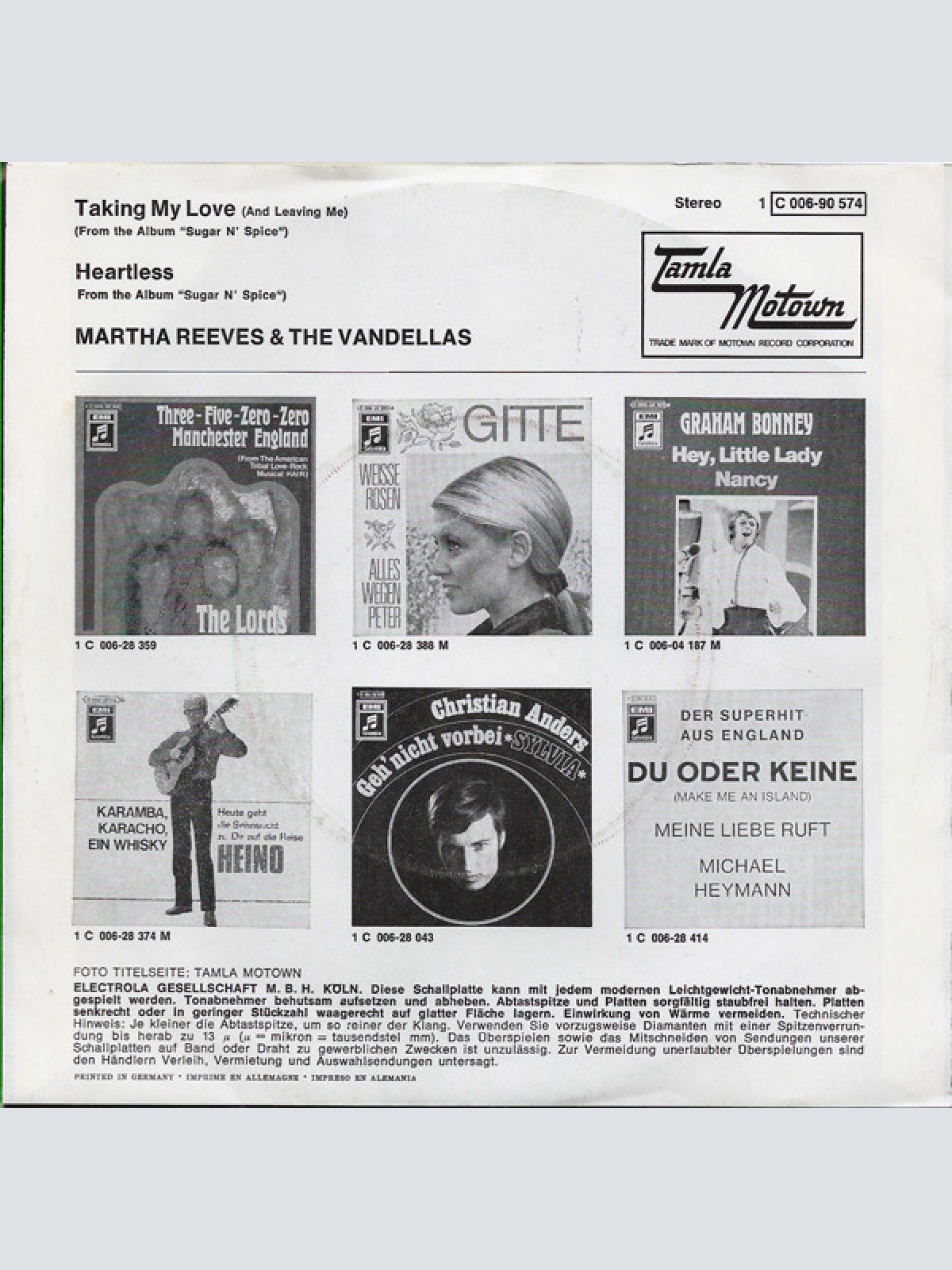 Vinyl / Martha Reeves & The Vandellas - Taking My Love (And Leaving Me) / Heartless