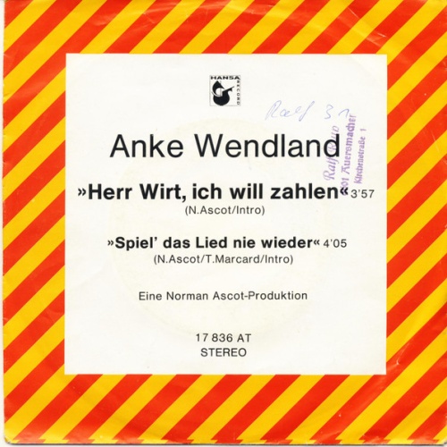 Vinyl / Anke Wendland - Herr Wirt, Ich Will Zahlen