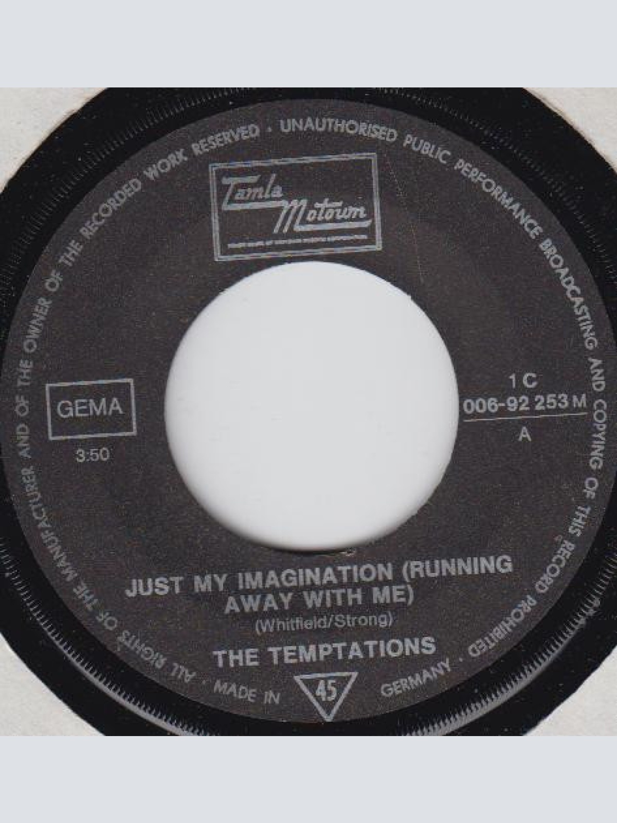 Vinyl / The Temptations - Just My Imagination (Running Away With Me)