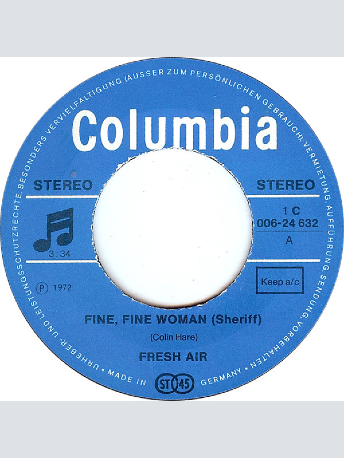 Vinyl / Fresh Air (22) - Fine, Fine, Woman (Sheriff) / Bye Bye Jane