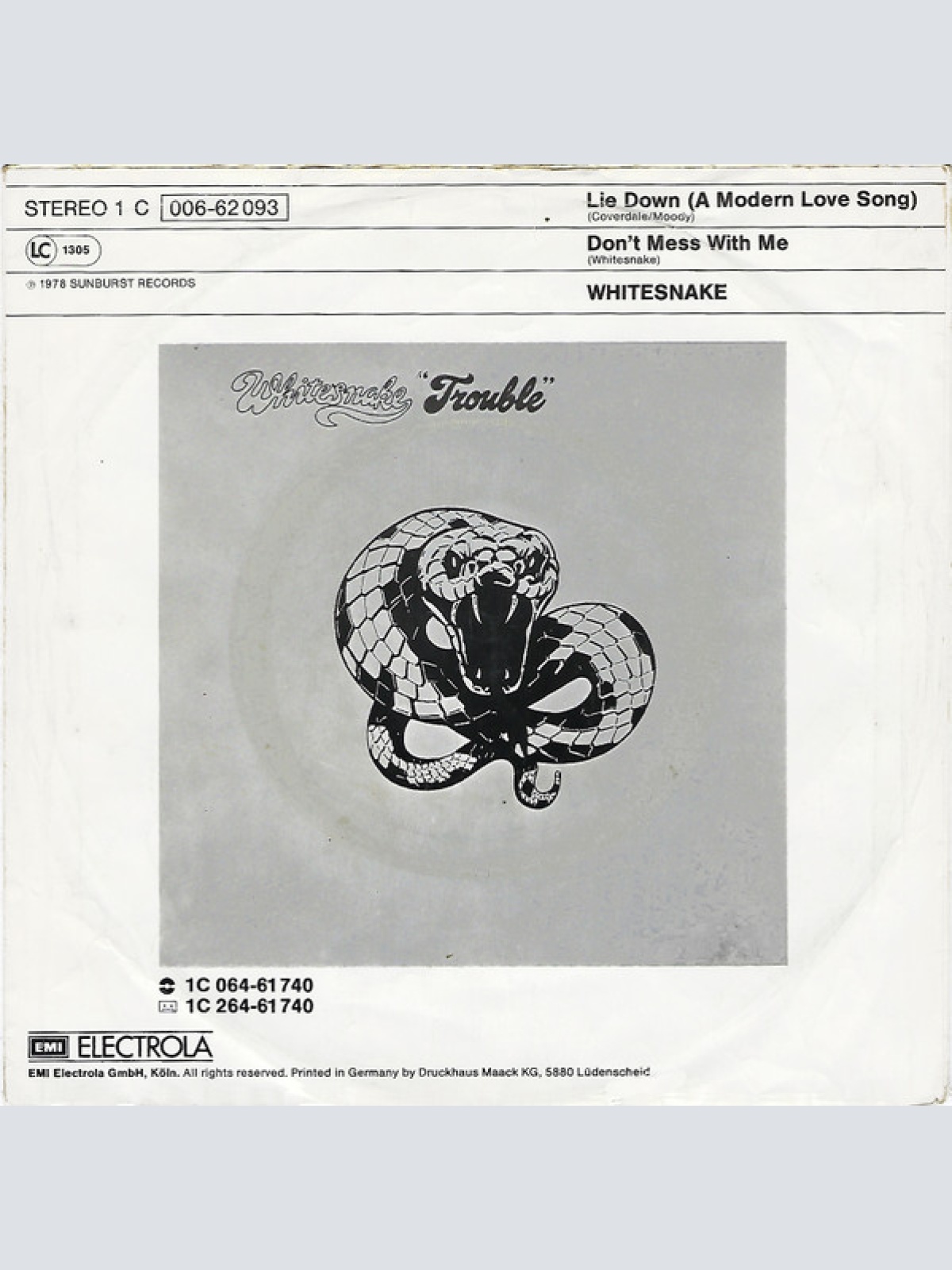 Vinyl / Whitesnake - Lie Down (A Modern Love Song)