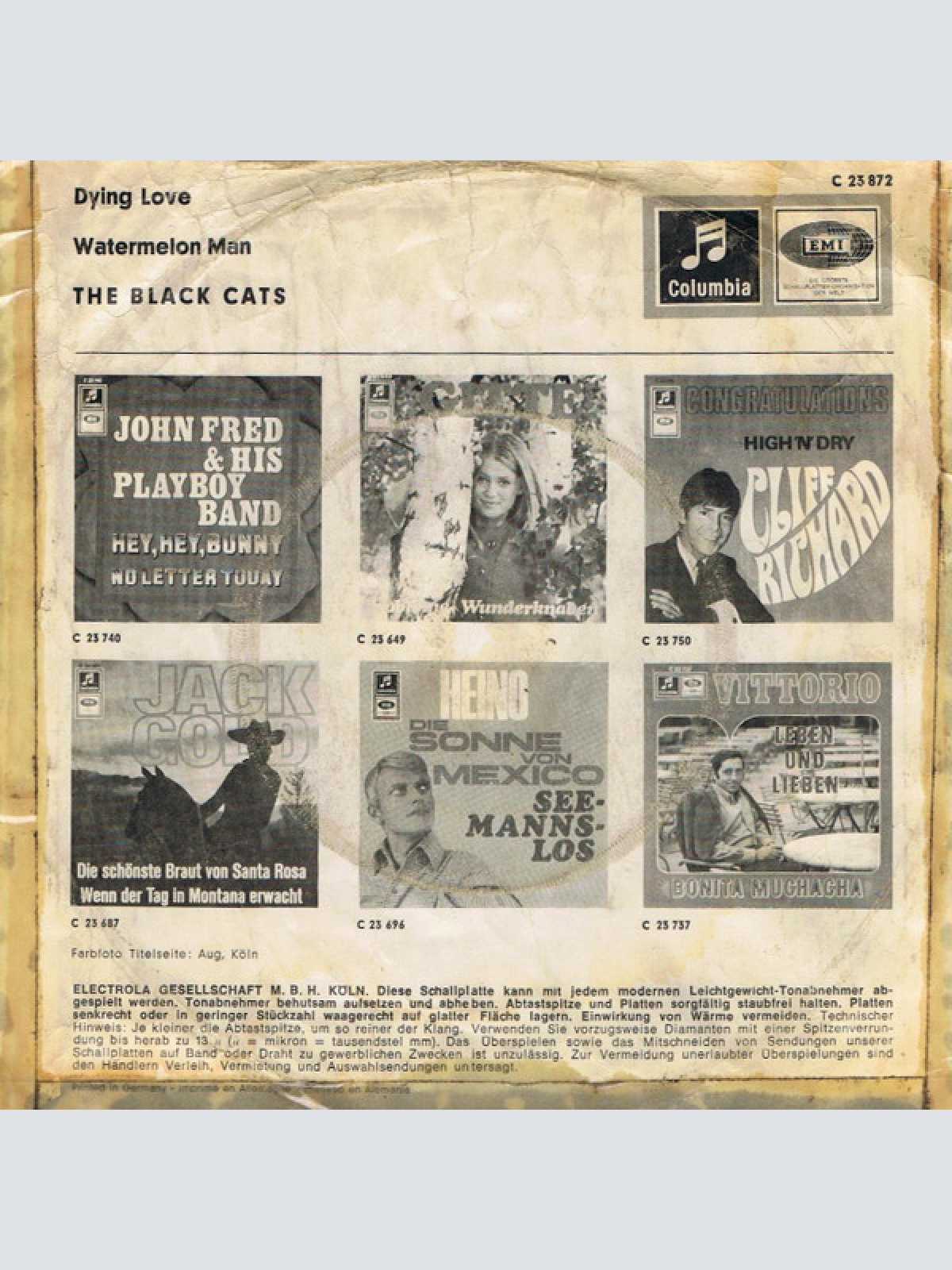 Vinyl / The Black Cats* - Dying Love / Watermelon Man