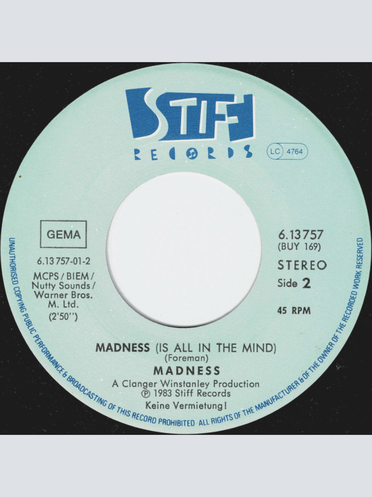 Vinyl / Madness - Tomorrow's.. Just Another Day / Madness (Is All In The Mind)
