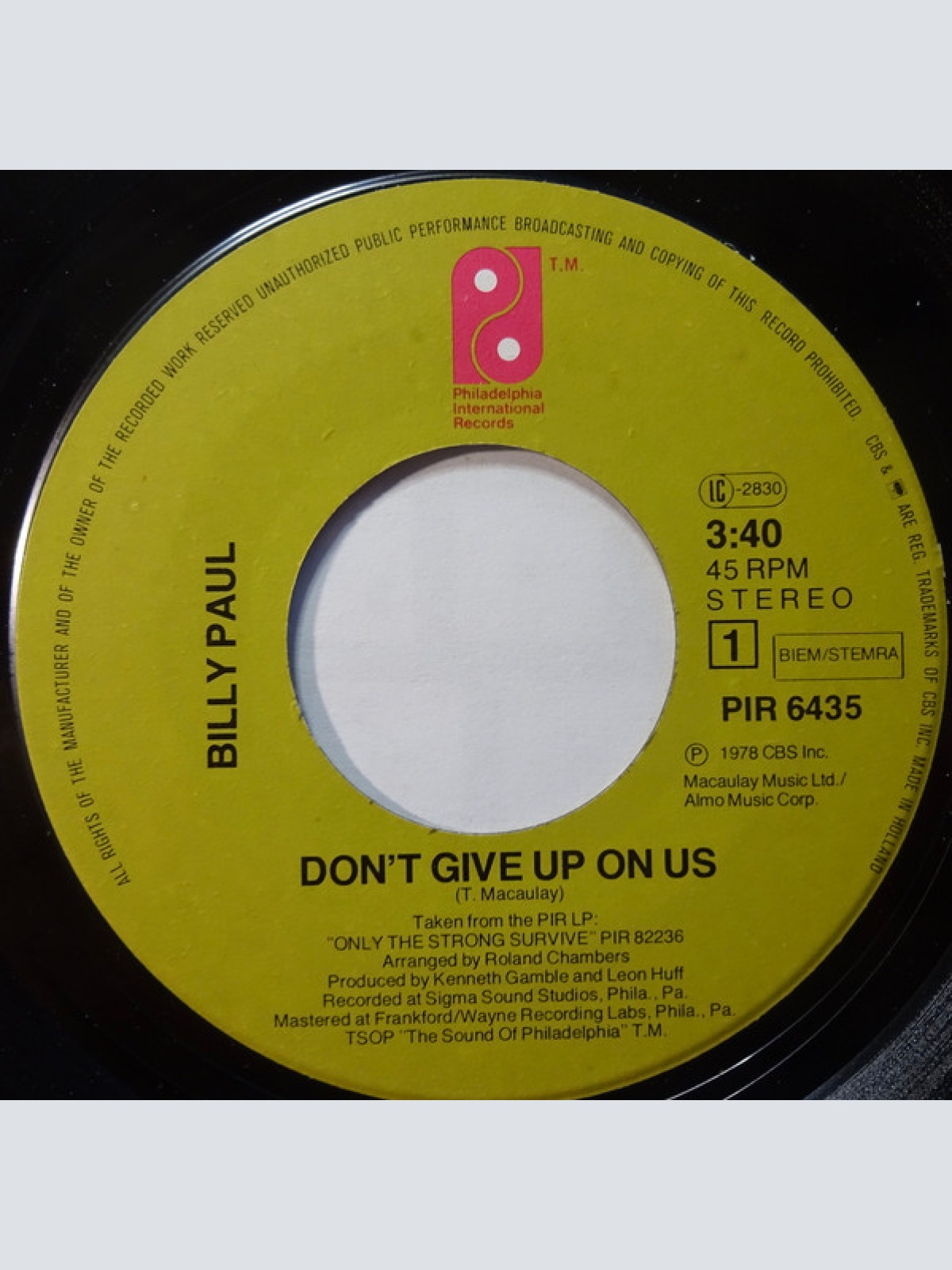 Vinyl / Billy Paul - Don't Give Up On Us