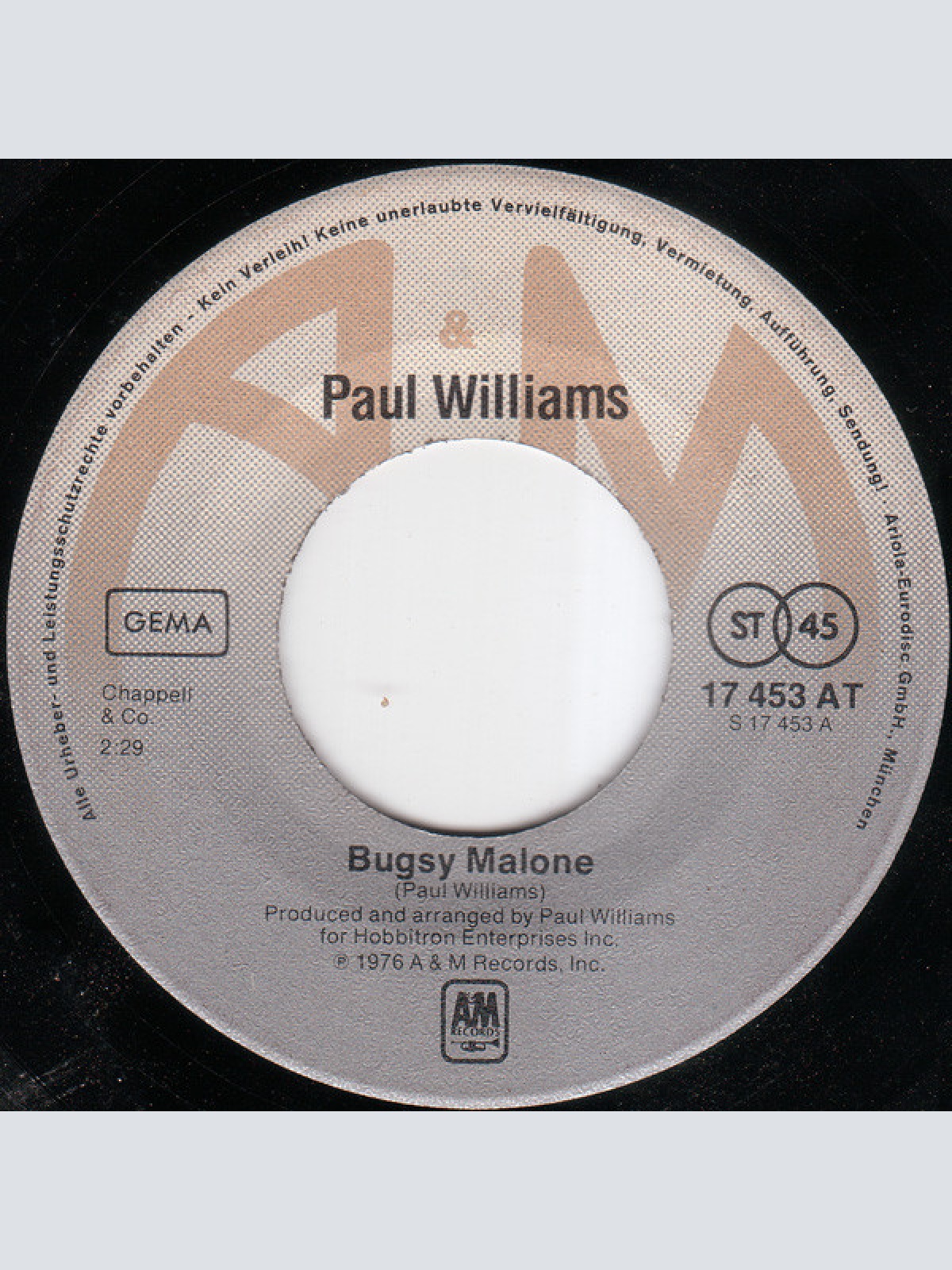 Vinyl / Paul Williams (2) - Bugsy Malone / Ordinary Fool