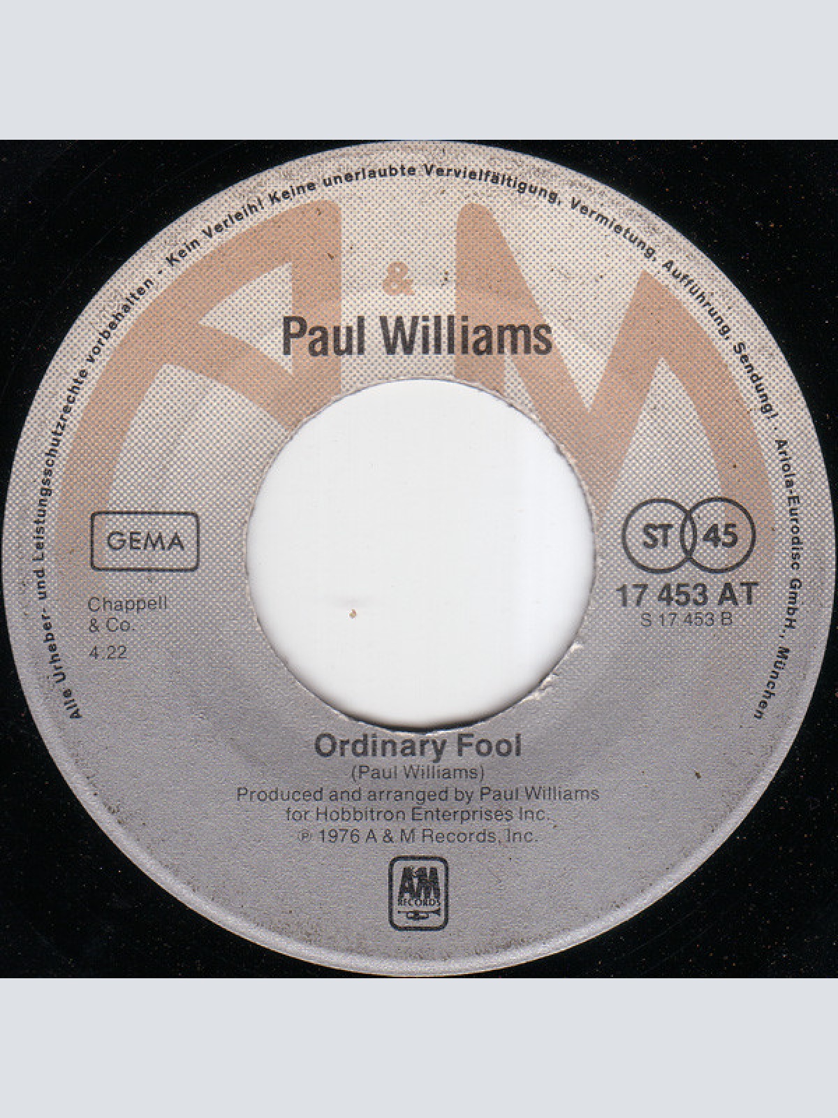 Vinyl / Paul Williams (2) - Bugsy Malone / Ordinary Fool