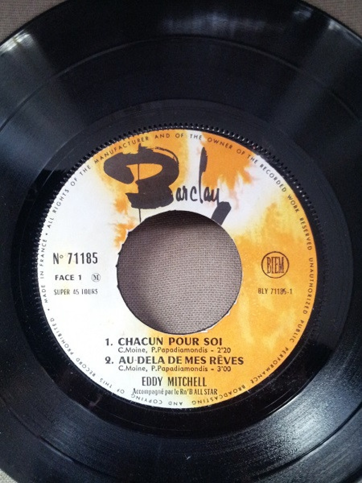 Vinyl / Eddy Mitchell - Chacun Pour Soi