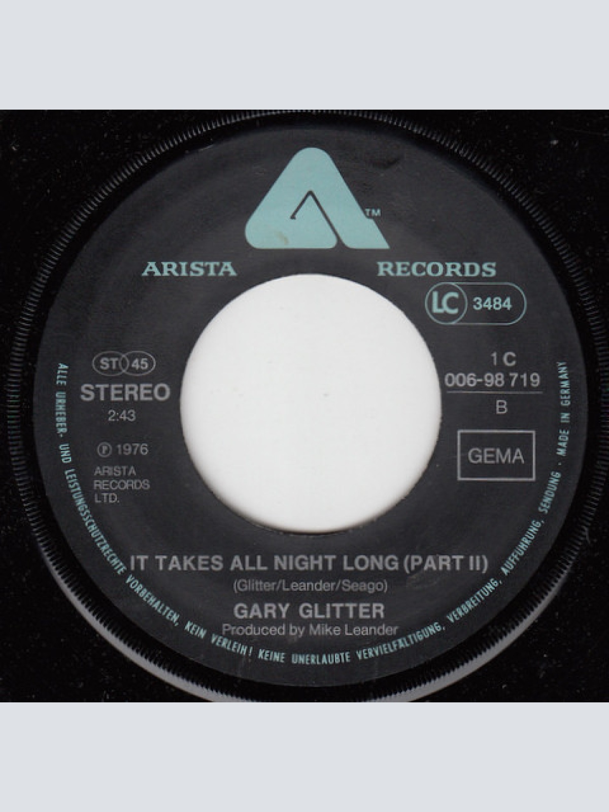 Vinyl / Gary Glitter - It Takes All Night Long