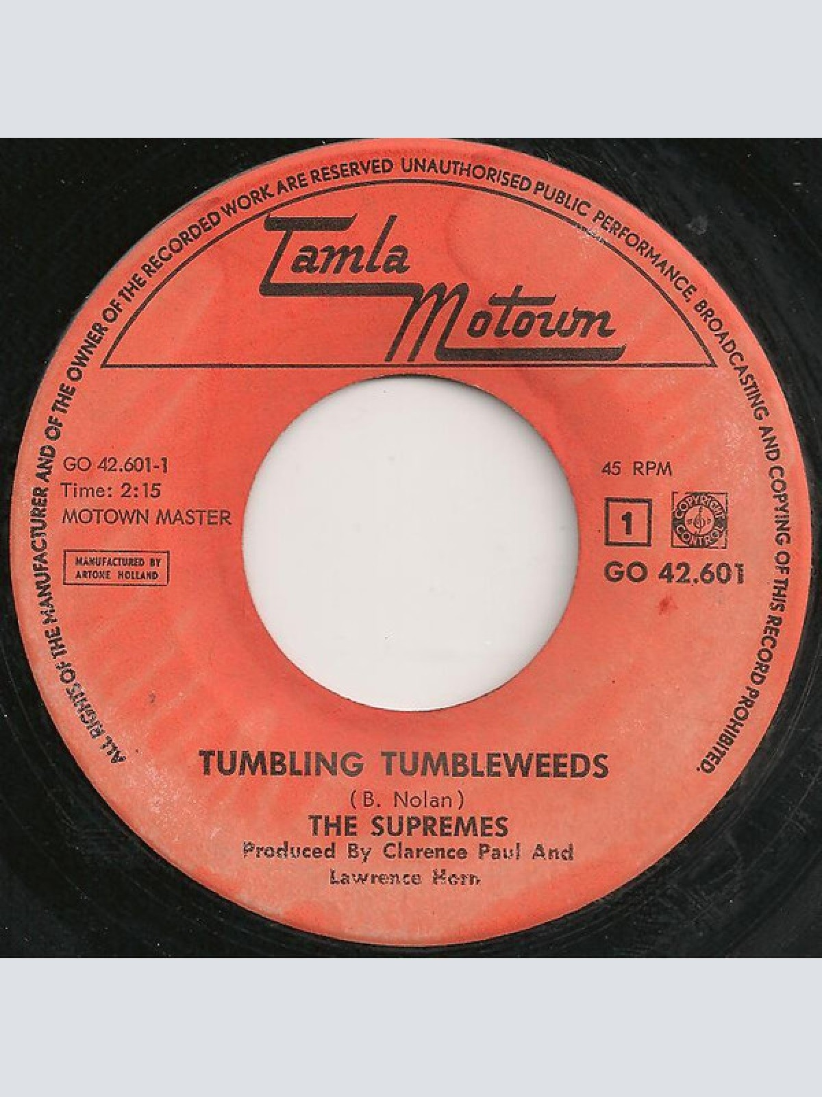 Vinyl / The Supremes - Tumbling Tumble Weeds