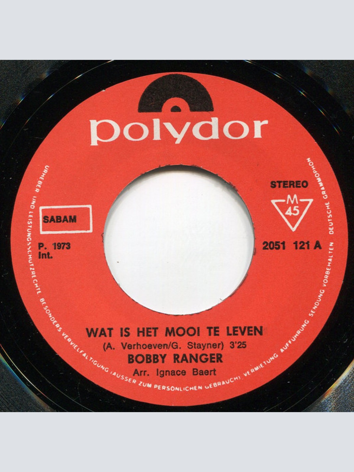 Vinyl / Bobby Ranger - Wat Is Het Mooi Te Leven